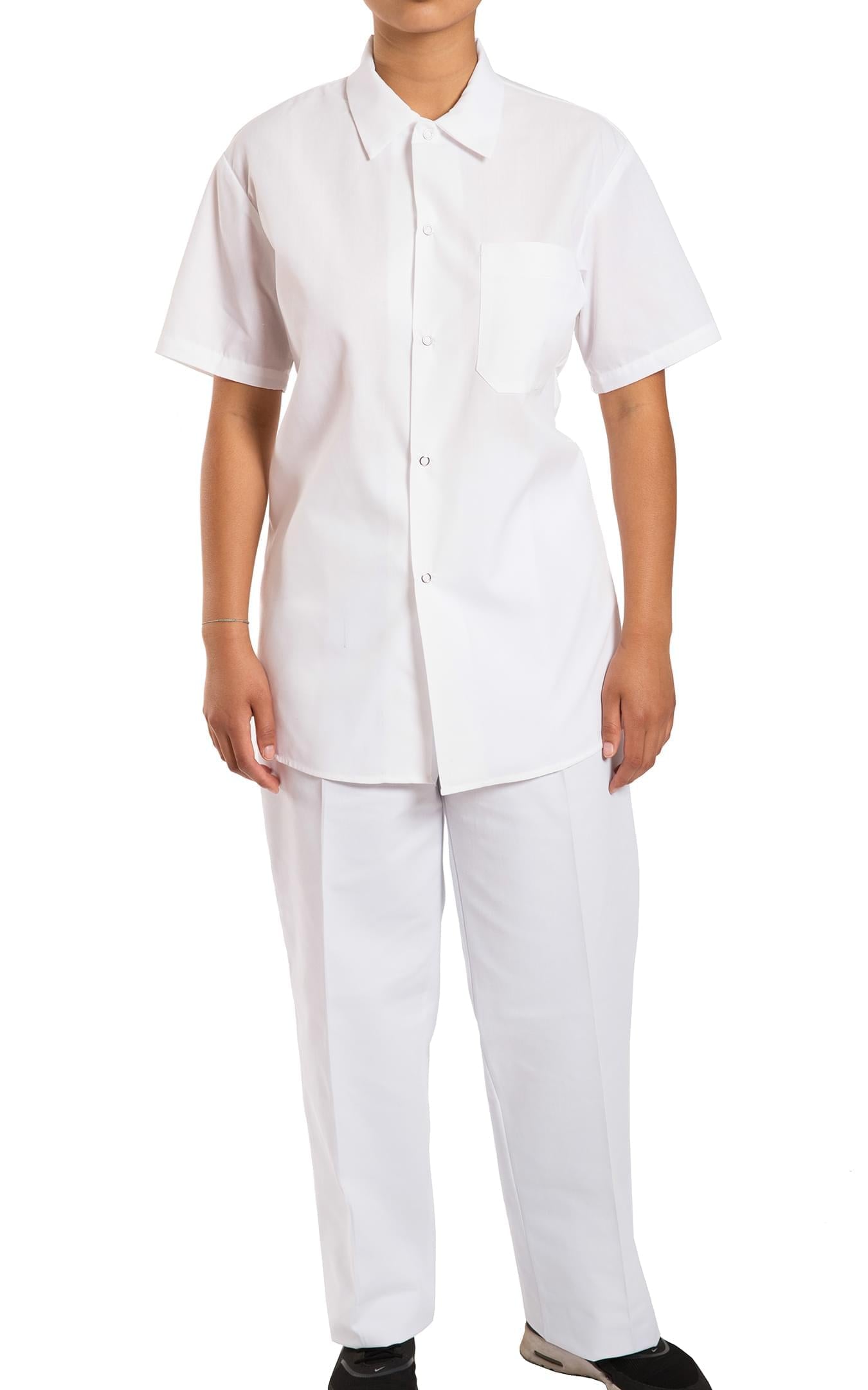 CHEMISE DE CUISINE À MANCHES COURTES, FERMETURE AVANT À SNAPETTES