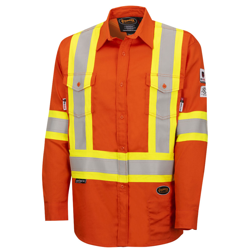 FR-TECH HI-VIS 88/12 7 OZ FR/ARC-RATED SAFETY SHIRT - HI-VIS ORANGE 7743